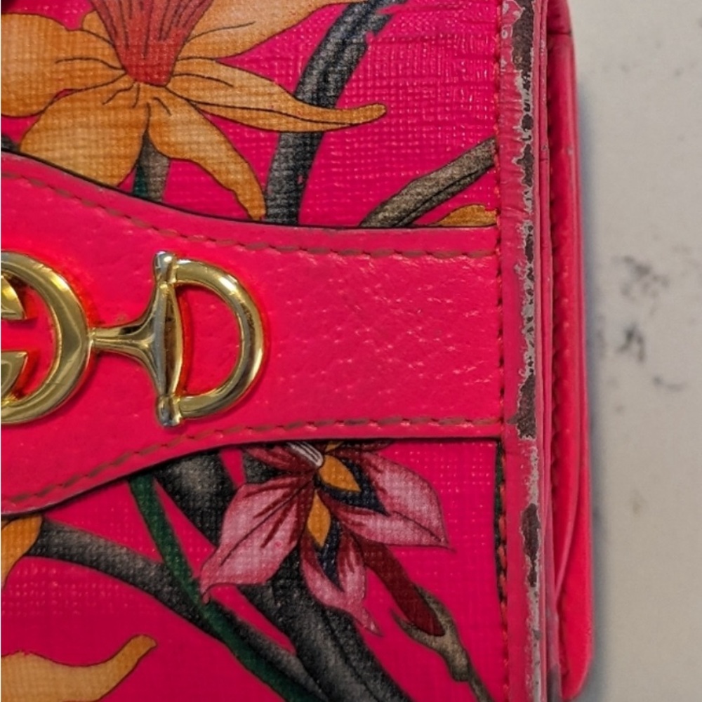 Gucci Pink Floral GG Horsebit Card Case - Picture 7 of 11